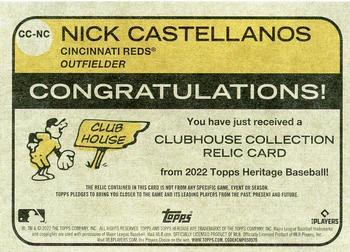 2022 Topps Heritage - Clubhouse Collection Relics #CC-NC Nick Castellanos Back