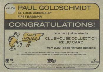 2022 Topps Heritage - Clubhouse Collection Relics #CC-PG Paul Goldschmidt Back