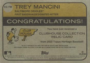 2022 Topps Heritage - Clubhouse Collection Relics #CC-TM Trey Mancini Back