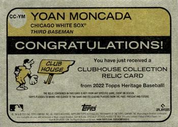 2022 Topps Heritage - Clubhouse Collection Relics #CC-YM Yoan Moncada Back