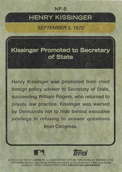 2022 Topps Heritage - News Flashbacks #NF-8 Henry Kissinger Begins Term as Secretary Of State Back