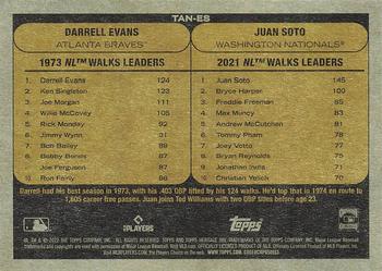 2022 Topps Heritage - Then and Now #TAN-ES Darrell Evans / Juan Soto Back