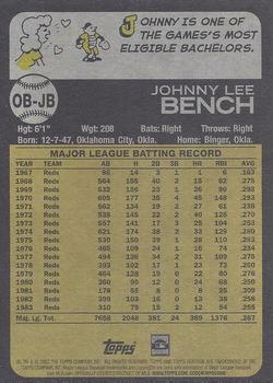 2022 Topps Heritage - Oversized 1973 Topps Box Toppers #OB-JB Johnny Bench Back