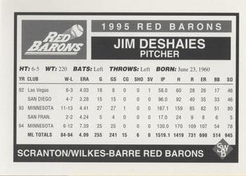 1995 Scranton/Wilkes-Barre Red Barons #NNO Jim DeShaies Back