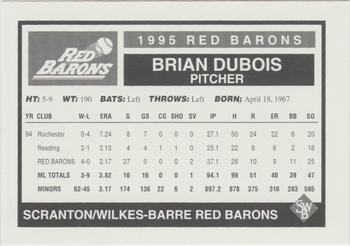 1995 Scranton/Wilkes-Barre Red Barons #NNO Brian Dubois Back