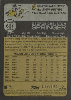 2022 Topps Heritage - Chrome #631 George Springer Back