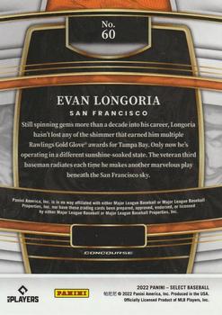 2022 Panini Select #60 Evan Longoria Back