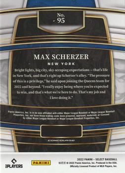 2022 Panini Select #95 Max Scherzer Back