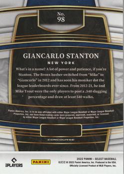 2022 Panini Select #98 Giancarlo Stanton Back