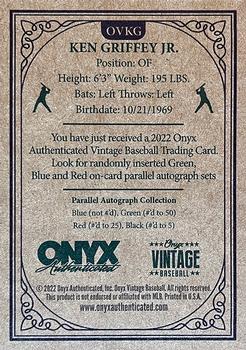 2022 Onyx Vintage #OVKG Ken Griffey Jr Back