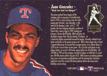 1993 Ultra - Home Run Kings #1 Juan Gonzalez Back
