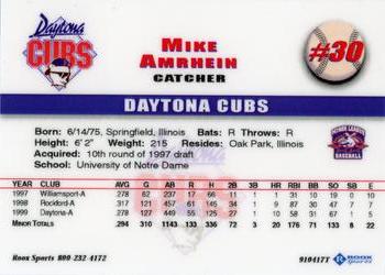 1999 Roox Daytona Cubs #NNO Mike Amrhein Back