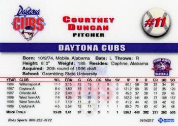 1999 Roox Daytona Cubs #NNO Courtney Duncan Back
