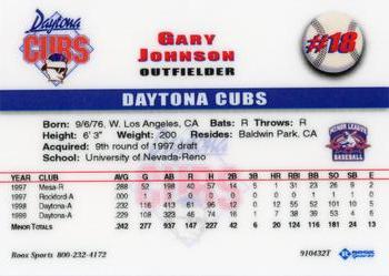 1999 Roox Daytona Cubs #NNO Gary Johnson Back