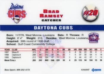1999 Roox Daytona Cubs #NNO Brad Ramsey Back