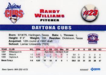1999 Roox Daytona Cubs #NNO Randy Williams Back