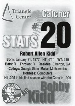2000 Springfield Capitals #20 Bobby Kidd Back