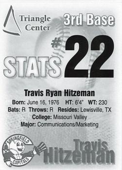 2000 Springfield Capitals #22 Travis Hitzeman Back