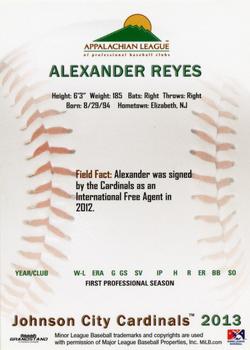 2013 Grandstand Appalachian League Top Prospects #NNO Alexander Reyes Back