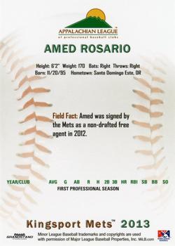 2013 Grandstand Appalachian League Top Prospects #NNO Amed Rosario Back