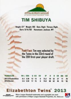 2013 Grandstand Appalachian League Top Prospects #NNO Tim Shibuya Back