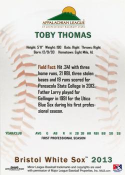 2013 Grandstand Appalachian League Top Prospects #NNO Toby Thomas Back