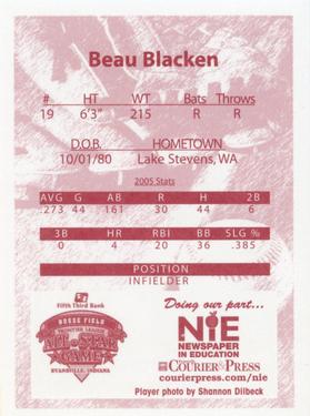 2006 Evansville Otters #NNO Beau Blacken Back
