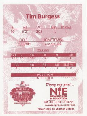 2006 Evansville Otters #NNO Tim Burgess Back