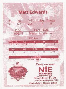 2006 Evansville Otters #NNO Matt Edwards Back