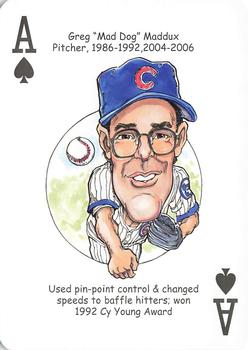 2012 Hero Decks Chicago Cubs Baseball Heroes Playing Cards #A♠ Greg Maddux Front