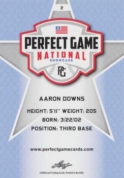 2020 Leaf Perfect Game National Showcase Baseball - Base Common #2 Aaron Downs Back