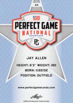 2020 Leaf Perfect Game National Showcase Baseball - Base Common #54 Jay Allen Back