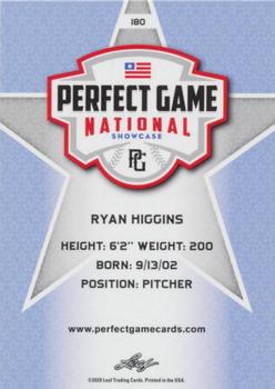 2020 Leaf Perfect Game National Showcase Baseball - Base Common #180 Ryan Higgins Back