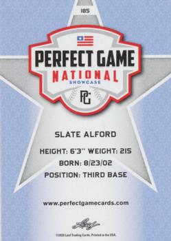 2020 Leaf Perfect Game National Showcase - Base Common #185 Slate Alford Back