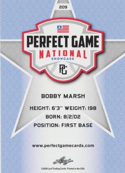 2020 Leaf Perfect Game National Showcase Baseball - Base Common #209 Bobby Marsh Back