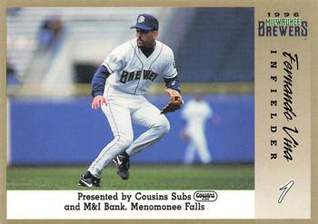 1996 Milwaukee Brewers Police - Cousins Subs and M&I Bank, Menomonee Falls #NNO Fernando Vina Front