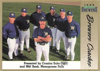 1996 Milwaukee Brewers Police - Cousins Subs and M&I Bank, Menomonee Falls #NNO Brewers Coaches Front