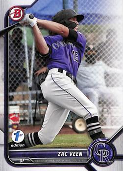 2022 Bowman 1st Edition #BPPF-13 Zac Veen Front