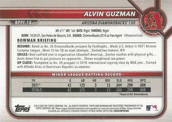 2022 Bowman 1st Edition #BPPF-18 Alvin Guzman Back