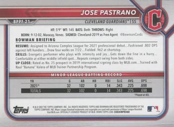2022 Bowman 1st Edition #BPPF-21 Jose Pastrano Back