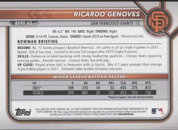 2022 Bowman 1st Edition #BPPF-60 Ricardo Genoves Back