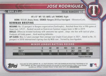 2022 Bowman 1st Edition #BPPF-62 Jose Rodriguez Back