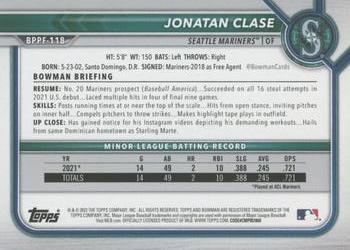2022 Bowman 1st Edition #BPPF-118 Jonatan Clase Back