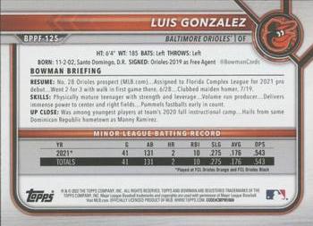 2022 Bowman 1st Edition #BPPF-125 Luis Gonzalez Back