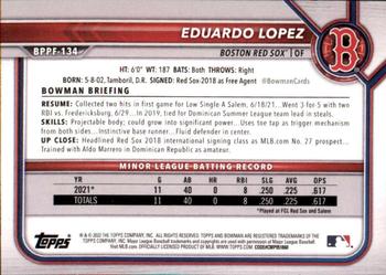 2022 Bowman 1st Edition #BPPF-134 Eduardo Lopez Back