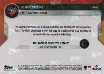 2022 Topps Now Road to Opening Day Baltimore Orioles #OD-3 Cedric Mullins Back