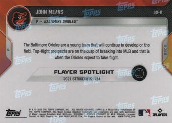 2022 Topps Now Road to Opening Day Baltimore Orioles #OD-11 John Means Back