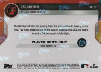 2022 Topps Now Road to Opening Day Baltimore Orioles #OD-15 Zac Lowther Back