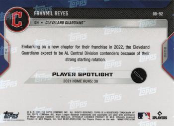 2022 Topps Now Road to Opening Day Cleveland Guardians #OD-92 Franmil Reyes Back