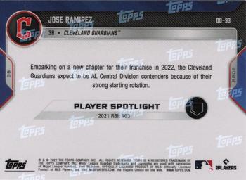 2022 Topps Now Road to Opening Day Cleveland Guardians #OD-93 Jose Ramirez Back